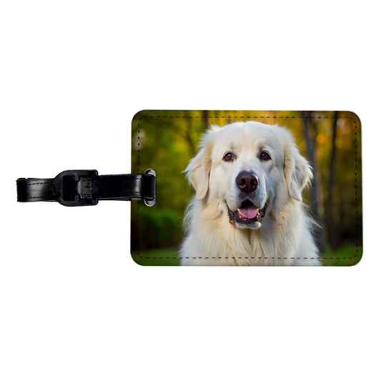 Great Pyrenees Dog Photo Travel Faux Leather Luggage Tag