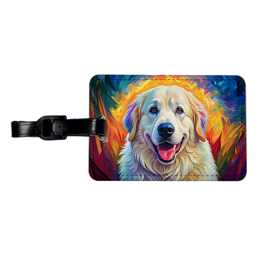 Great Pyrenees Dog Pop Art Travel Faux Leather Luggage Tag