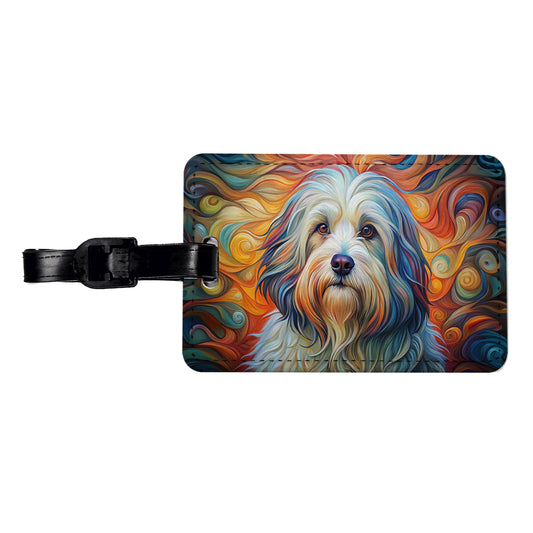 Havanese Dog Abstract Art Travel Faux Leather Luggage Tag