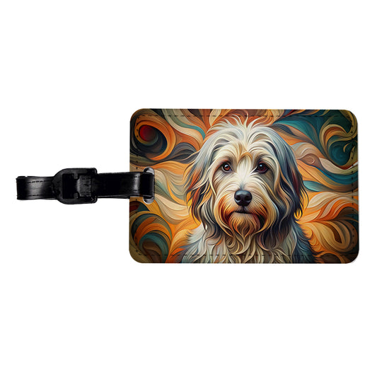 Havanese Dog Abstract Stylized Art Travel Faux Leather Luggage Tag