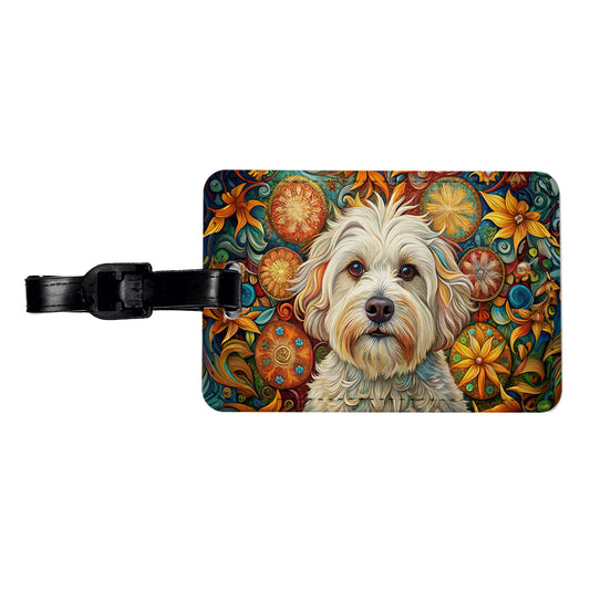 Havanese Dog Bohemian Art Travel Faux Leather Luggage Tag