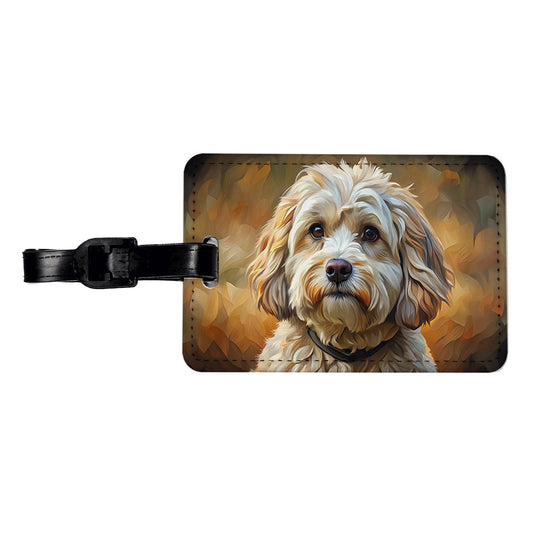 Havanese Dog Expressionism Art Travel Faux Leather Luggage Tag