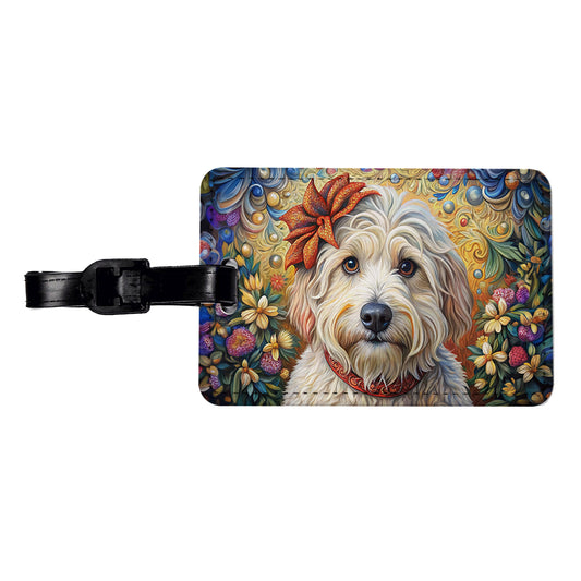 Havanese Dog French Bohemian Art Travel Faux Leather Luggage Tag