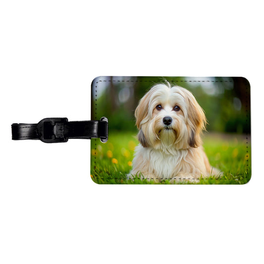 Havanese Dog Photo Travel Faux Leather Luggage Tag
