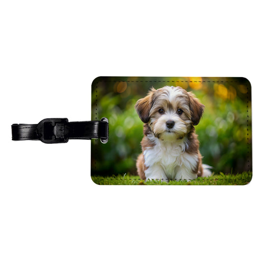 Havanese Dog Puppy Photo Travel Faux Leather Luggage Tag