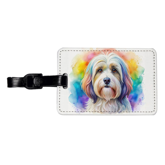 Havanese Dog Watercolor Style Travel Faux Leather Luggage Tag