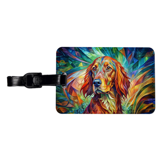 Irish Setter Dog Abstract Art Travel Faux Leather Luggage Tag