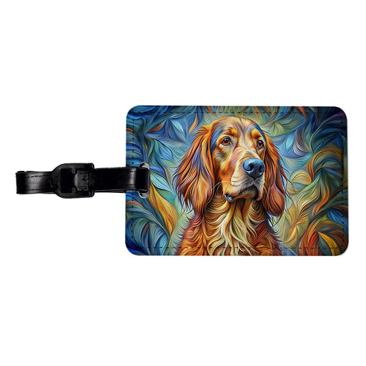 Irish Setter Dog Abstract Stylized Art Travel Faux Leather Luggage Tag