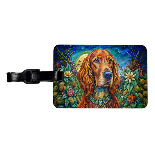 Irish Setter Dog Bohemian Art Travel Faux Leather Luggage Tag