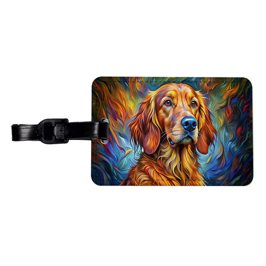 Irish Setter Dog Expressionism Art Travel Faux Leather Luggage Tag