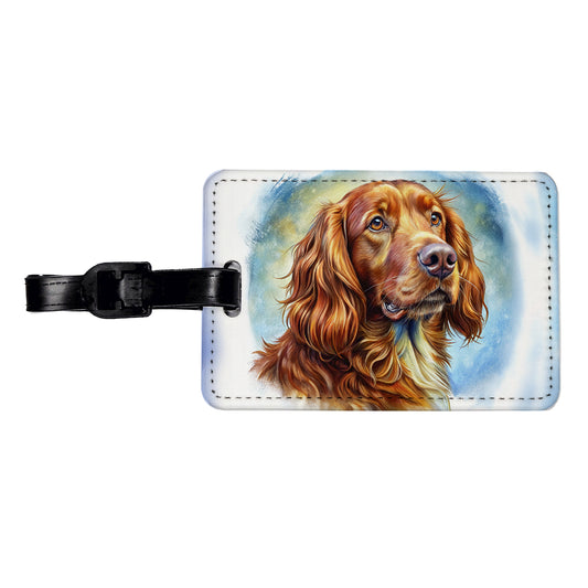 Irish Setter Dog Illustration Travel Faux Leather Luggage Tag