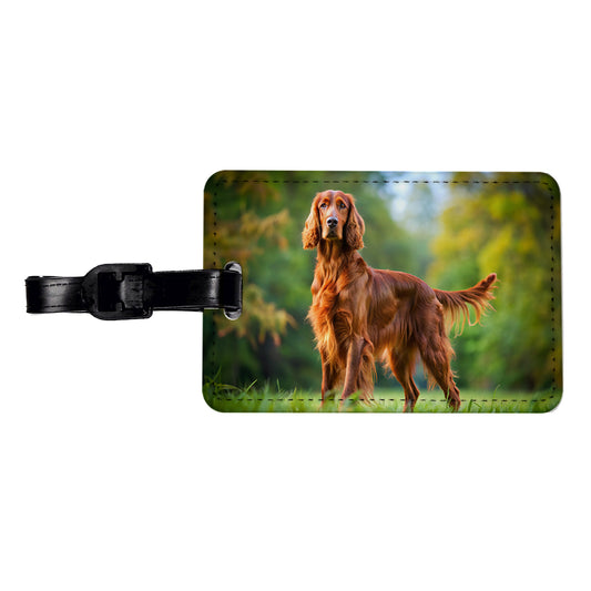 Irish Setter Dog Photo Travel Faux Leather Luggage Tag