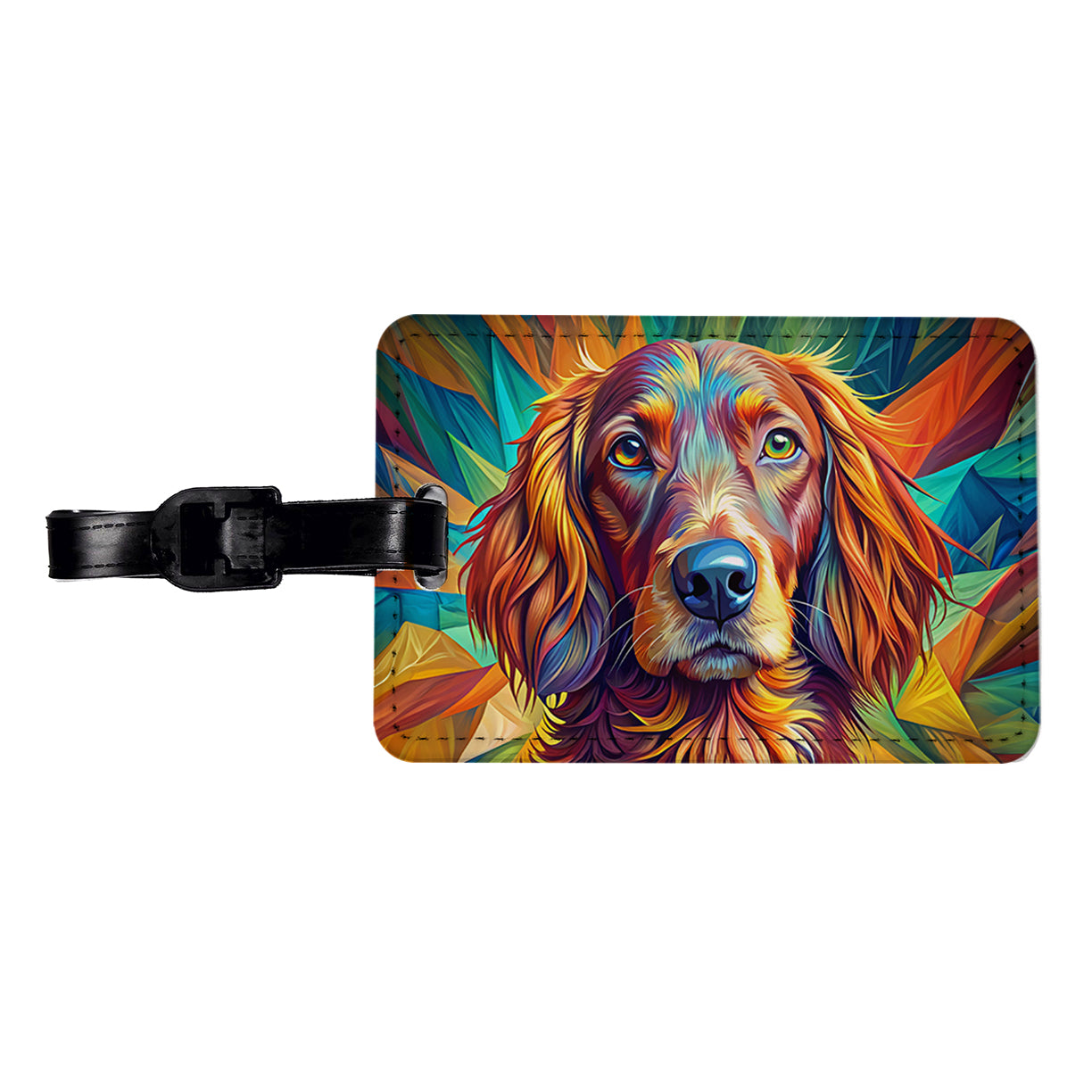 Irish Setter Dog Pop Art Travel Faux Leather Luggage Tag