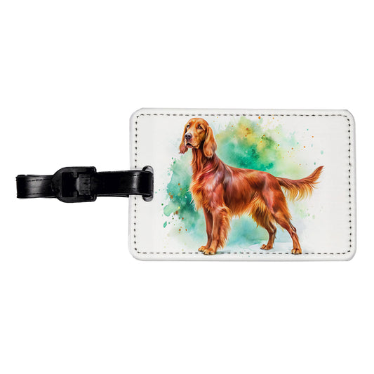 Irish Setter Dog Watercolor Style Travel Faux Leather Luggage Tag