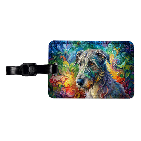 Irish Wolfhound Dog Abstract Art Travel Faux Leather Luggage Tag
