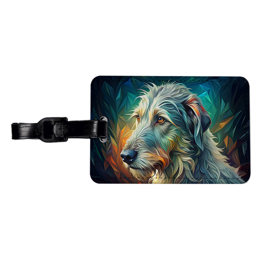 Irish Wolfhound Dog Abstract Stylized Art Travel Faux Leather Luggage Tag