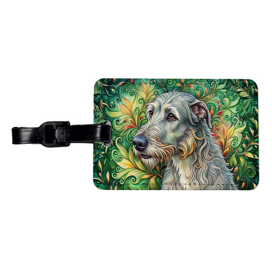 Irish Wolfhound Dog Art Nouveau Travel Faux Leather Luggage Tag