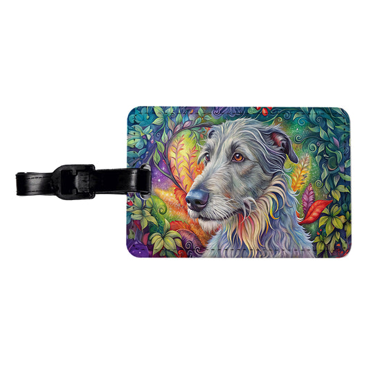 Irish Wolfhound Dog Bohemian Art Travel Faux Leather Luggage Tag