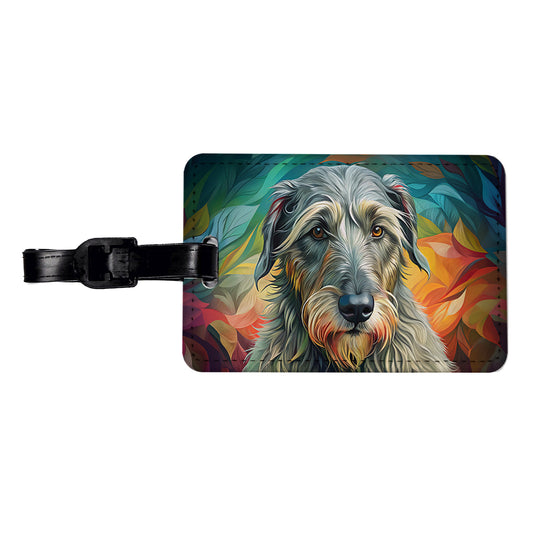 Irish Wolfhound Dog Contemporary Art Travel Faux Leather Luggage Tag