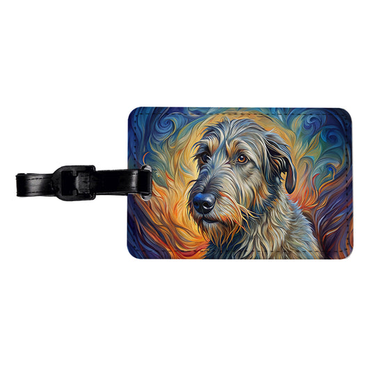 Irish Wolfhound Dog Expressionism Art Travel Faux Leather Luggage Tag