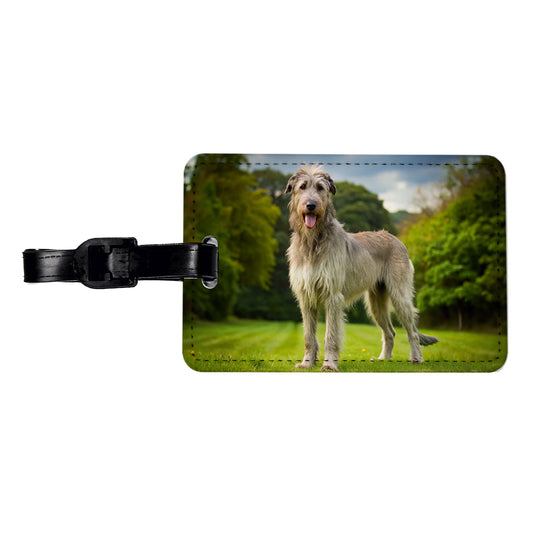 Irish Wolfhound Dog Photo Travel Faux Leather Luggage Tag