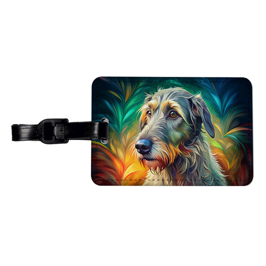 Irish Wolfhound Dog Pop Art Travel Faux Leather Luggage Tag
