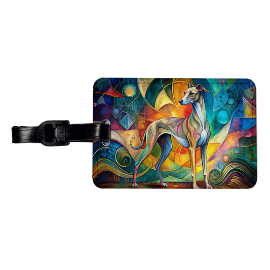 Italian Greyhound Dog Abstract Art Travel Faux Leather Luggage Tag
