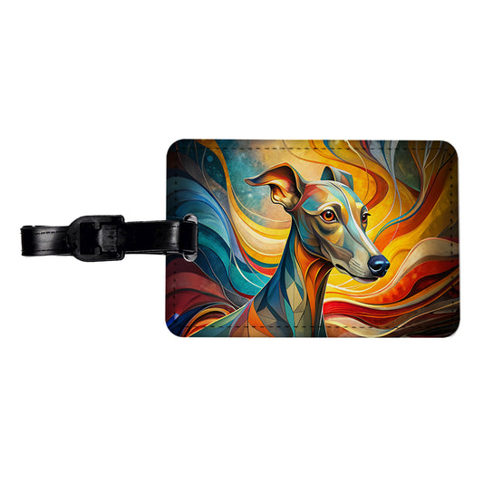 Italian Greyhound Dog Abstract Stylized Art Travel Faux Leather Luggage Tag