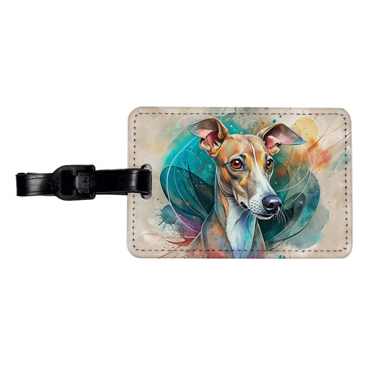Italian Greyhound Dog Contemporary Art Travel Faux Leather Luggage Tag