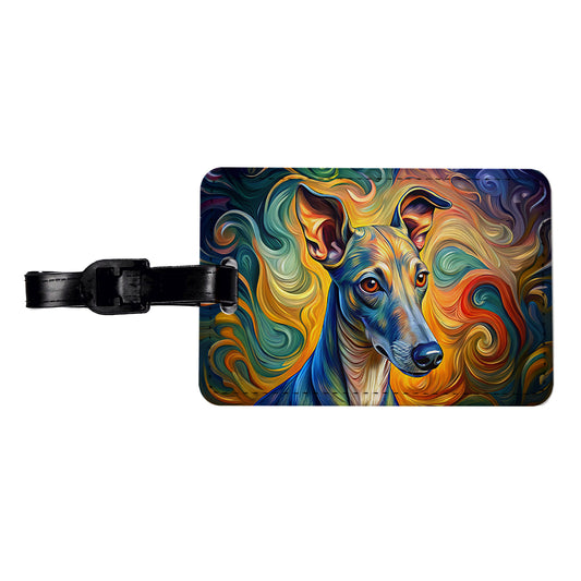 Italian Greyhound Dog Expressionism Art Travel Faux Leather Luggage Tag