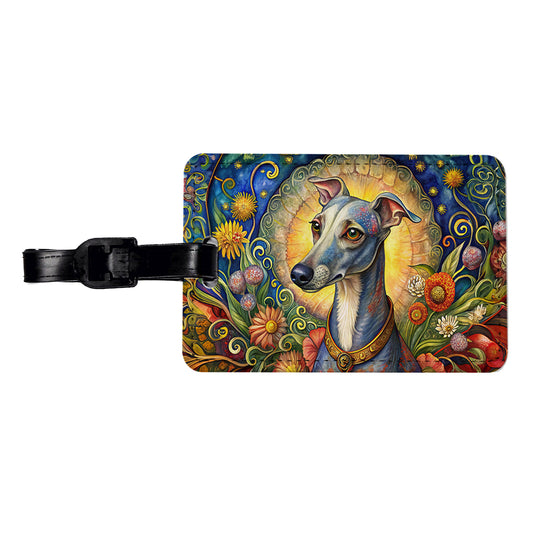 Italian Greyhound Dog French Bohemian Art Travel Faux Leather Luggage Tag