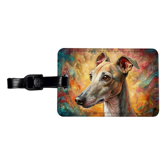 Italian Greyhound Dog Illustration Travel Faux Leather Luggage Tag