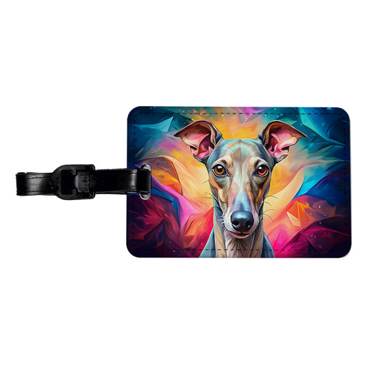 Italian Greyhound Dog Pop Art Travel Faux Leather Luggage Tag