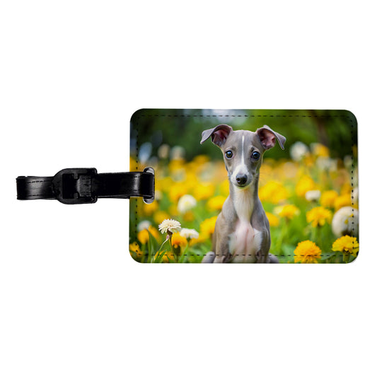 Italian Greyhound Dog Puppy Photo Travel Faux Leather Luggage Tag