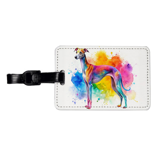 Italian Greyhound Dog Watercolor Style Travel Faux Leather Luggage Tag