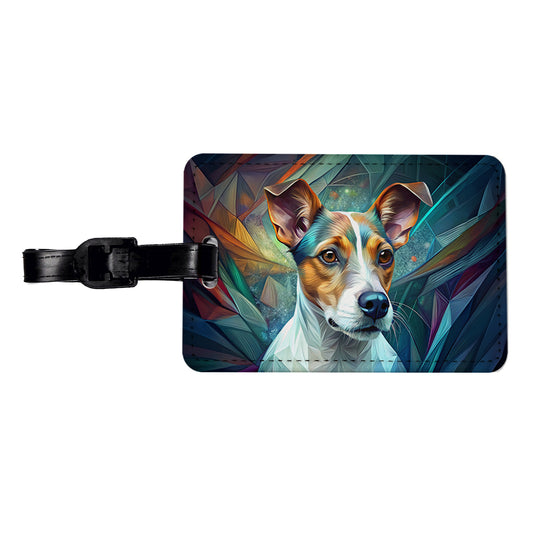 Jack Russell Terrier Dog Abstract Stylized Art Travel Faux Leather Luggage Tag