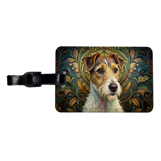 Jack Russell Terrier Dog Art Nouveau Travel Faux Leather Luggage Tag