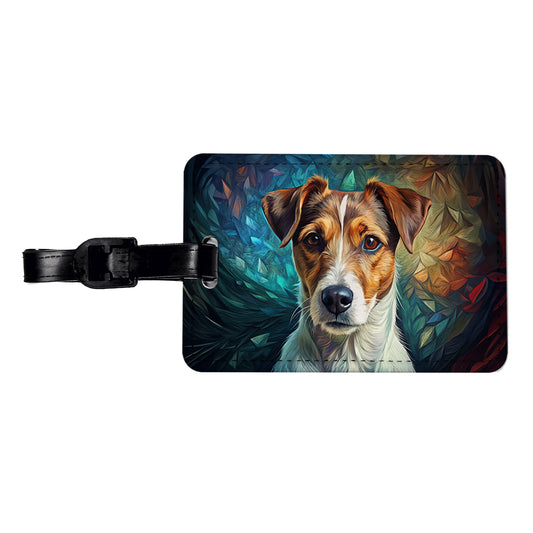 Jack Russell Terrier Dog Contemporary Art Travel Faux Leather Luggage Tag