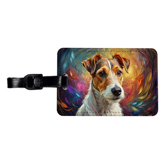 Jack Russell Terrier Dog Expressionism Art Travel Faux Leather Luggage Tag