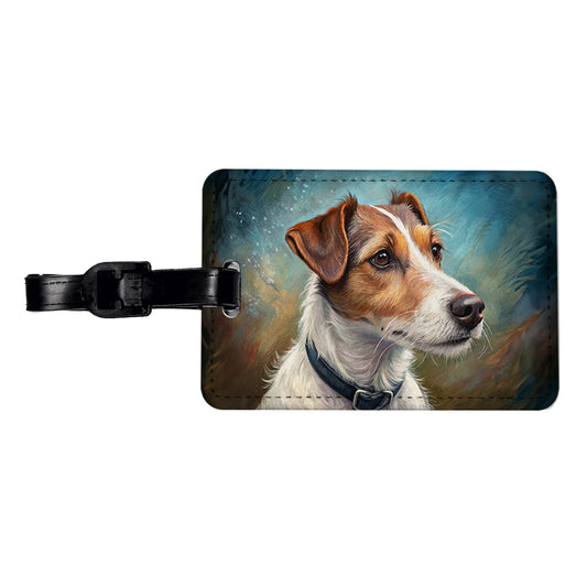 Jack Russell Terrier Dog Illustration Travel Faux Leather Luggage Tag