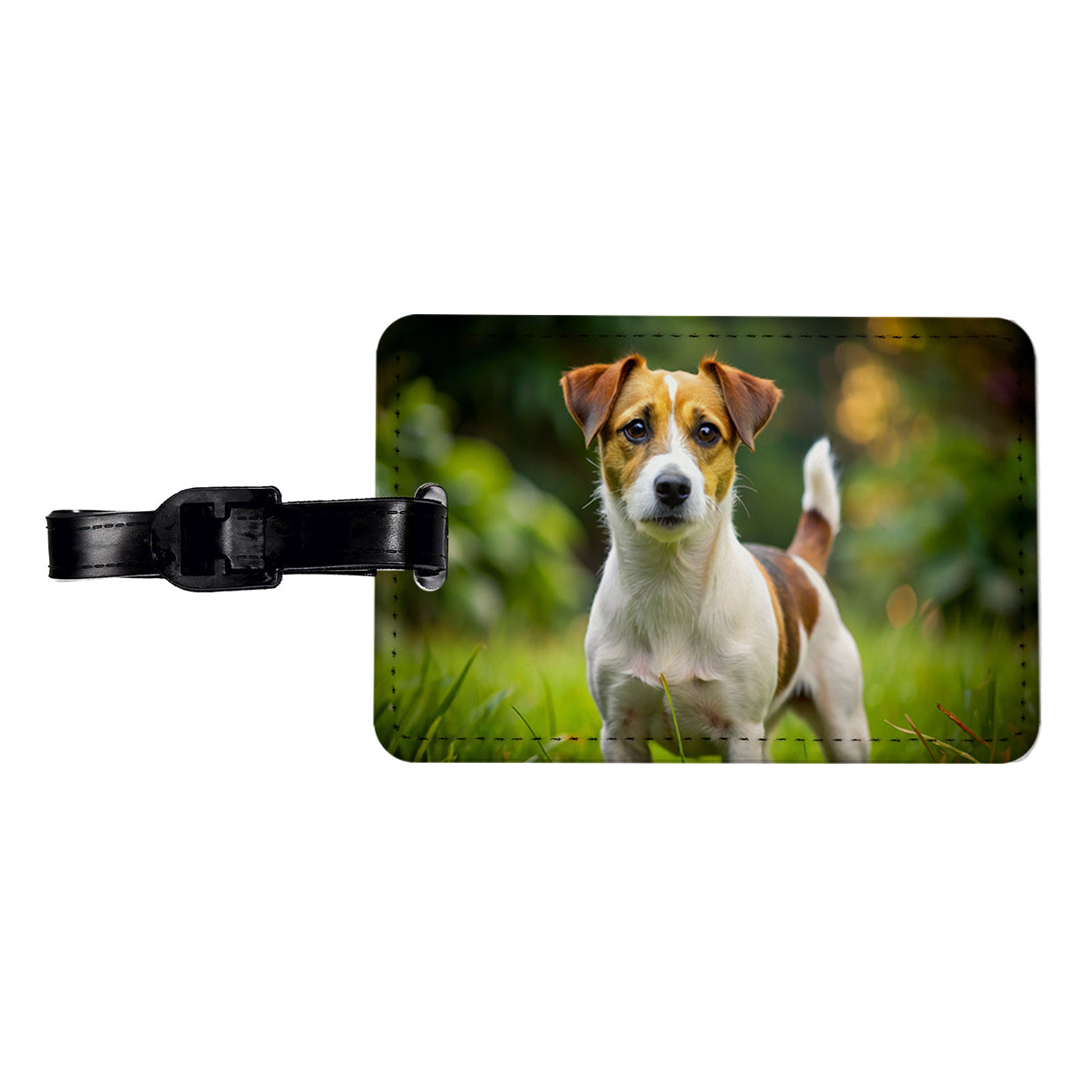 Jack Russell Terrier Dog Photo Travel Faux Leather Luggage Tag