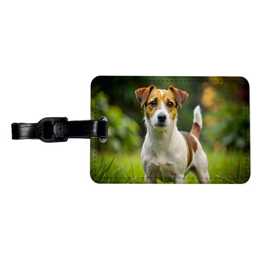 Jack Russell Terrier Dog Photo Travel Faux Leather Luggage Tag