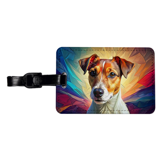 Jack Russell Terrier Dog Pop Art Travel Faux Leather Luggage Tag