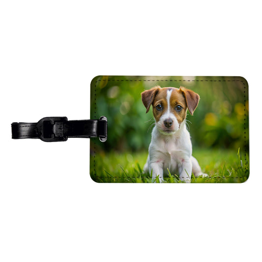 Jack Russell Terrier Dog Puppy Photo Travel Faux Leather Luggage Tag