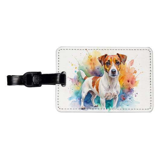 Jack Russell Terrier Dog Watercolor Style Travel Faux Leather Luggage Tag