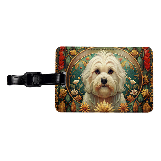 Maltese Dog Art Nouveau Travel Faux Leather Luggage Tag
