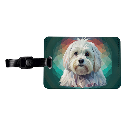 Maltese Dog Contemporary Art Travel Faux Leather Luggage Tag