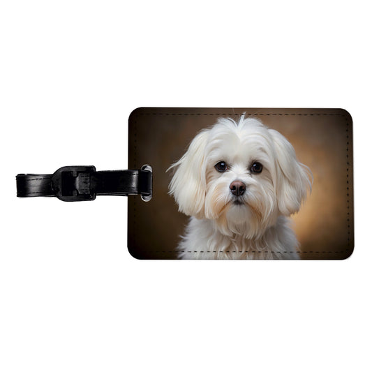 Maltese Dog Photo Travel Faux Leather Luggage Tag