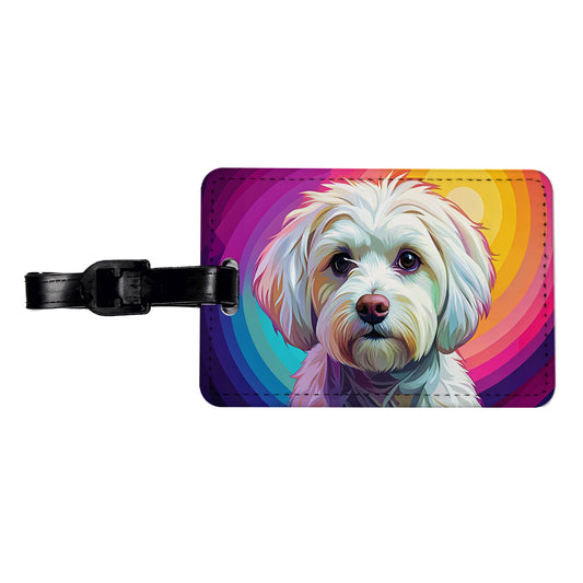 Maltese Dog Pop Art Travel Faux Leather Luggage Tag