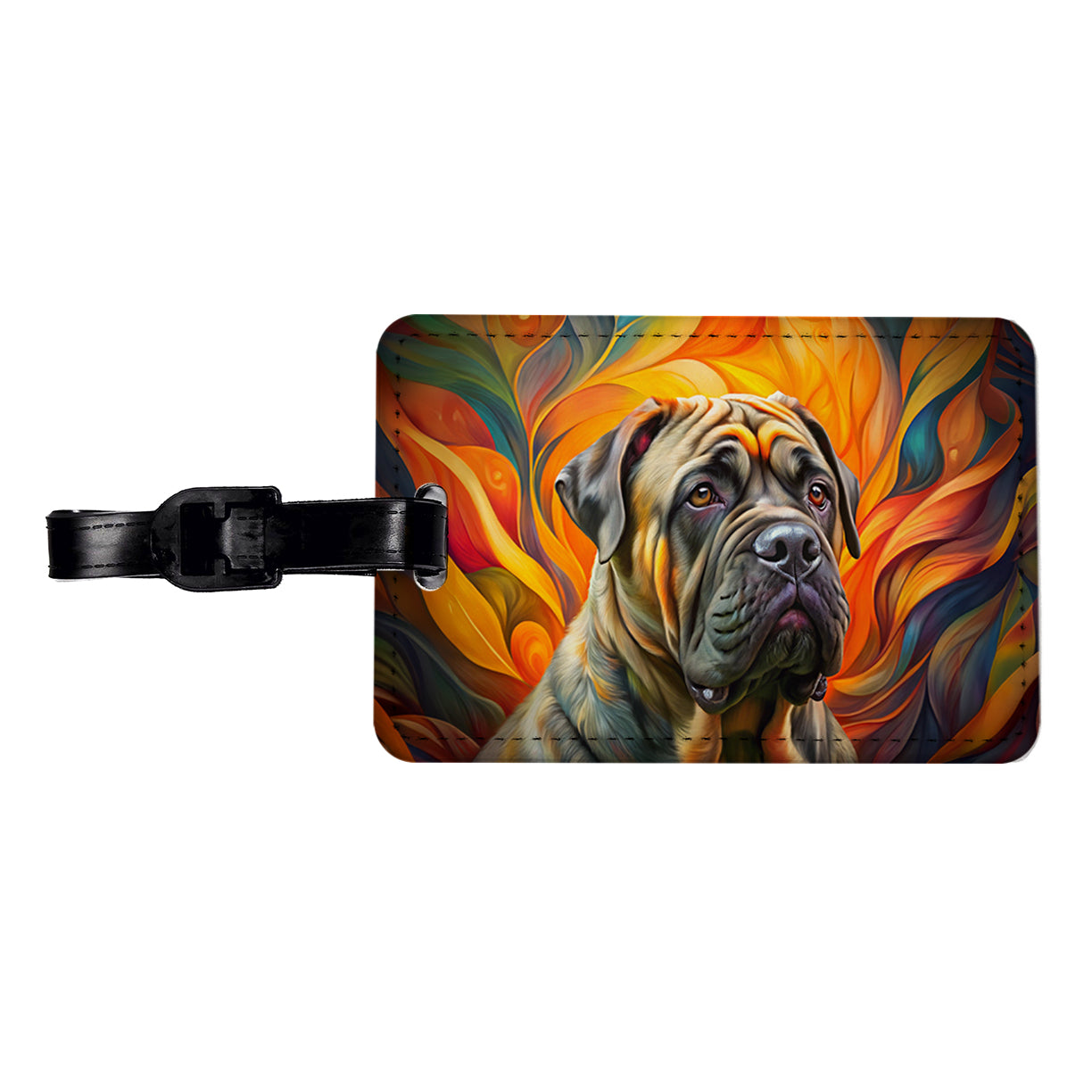 Mastiff Dog Abstract Art Travel Faux Leather Luggage Tag